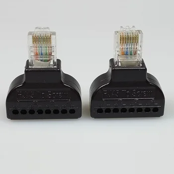 10buc Ethernet RJ45 Plug de sex Masculin la 8 Polul AV Șurub Video Balun Cablu Conector 8 PIN Bloc AV Balun RJ45 la AV Șurub Conector