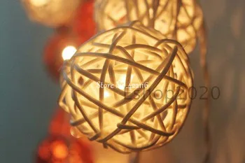 10m 38 LED String Ghirlanda de lumini Alb/Cafea Sepak Takraw Rattan Bile Luminarias Para Sala de Nunta Petrecere de Craciun Decoratiuni