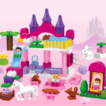 117PCS Castel Printesa de particule blocuri DIY jucării de Învățare Timpurie jucărie pentru fete de auto-blocare blocuri compatibil cu dduplo