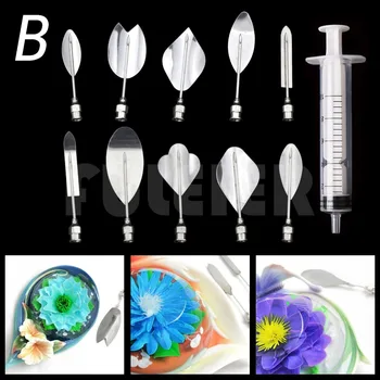 11pcs/set 3D Jeleu de Flori de Artă Instrumente de Gadget-uri de Bucătărie din oțel inoxidabil Duza Seringă gelatina instrumente de decorare tort de produse de patiserie instrumente