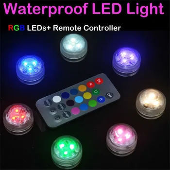 12 Bucati/Multe Culori RGB Subacvatic LED Multi-Color Sticlă Pahare Lumini cu Telecomanda pentru Florale Nunta