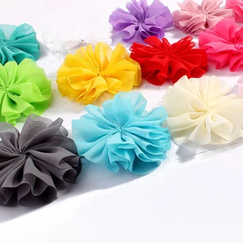 120pcs/lot 6.5 cm 15colors DIY Solidă Șifon Balerina Floare de Par Pentru Fete Accesorii Artificiale Flori Tesatura Pentru Benzi