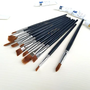 12buc/set Pensule Set Pictura Perie Varietate Stil Scurt Tija de Ulei de Acril Perie Acuarelă Pen Artă