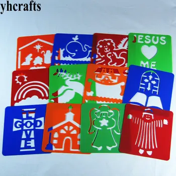 12PCS/LOT.Isus stencil artă pentru Copii jucării 20 de proiectare alege Gradinita de arte și meserii Animal Xmas Halloween de Vară, de Toamnă stencil