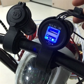 12V-24V Impermeabil Motocicleta Incarcator Moto Ghidon de Încărcare USB Priza de Putere Adaptor Încărcător cu 60cm Sârmă Accesorii Moto