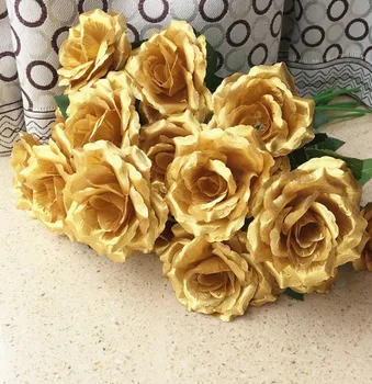 16pcs Singură Tulpină de Trandafir Camellia Fals Trandafiri de Aur/Argint Culori pentru Nunta Decor Acasă Artificiale Flori Decorative