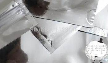 16x24cm,100buc Ridice translucid aluminiu genti - Fata clar si argint folie aluminizată cu fermoar prindere sigiliu pungă de plastic