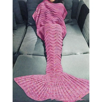 180*90cm Sirena Pătură Fire Tricotate Coada de Sirena Pătură Croșetat Manual Moale Canapea Acasă Sac de Dormit Adulți Dorm Arunca