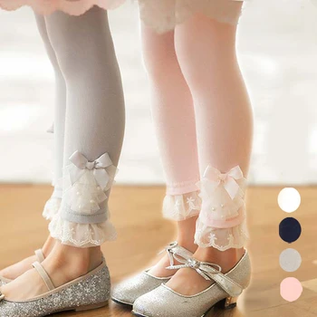 2-8Y Fete pantaloni de bumbac de înaltă calitate Jambiere florale fete dantela jambiere cu perla decor bebelus fete haine de toamna