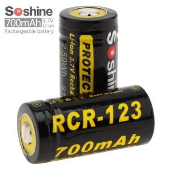 2 buc Soshine Li-ion RCR123 Baterie 3.7 V 700mAh Protejate Reîncărcabilă Litiu Baterie + carcasa Bateriei Cutie de Depozitare
