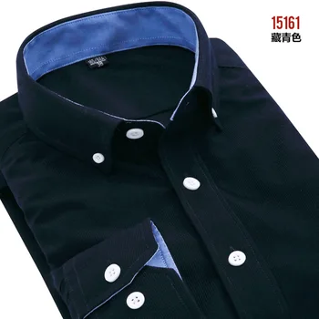 2016 Primavara&Toamna noua moda casual, de tip boutique, cu mâneci lungi tricou Retro face veche de catifea de culoare solidă de calitate camasa barbati M-5XL