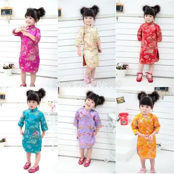 2017 Anul Nou Chinezesc Fete Dress Qipao Copii Haine Festivalul De Moda Printesa Fata De Îmbrăcăminte Tricou Jumperi