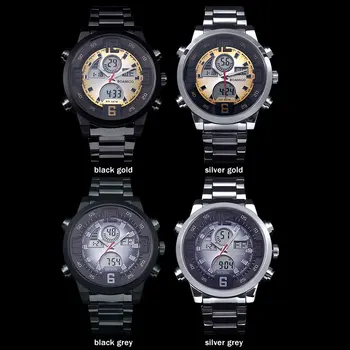 2017 Bărbați militar ceasuri sport Dual-Timp Cuarț Ceas Digital LED-uri colorate de lumină plină de oțel ceasuri relogio masculino