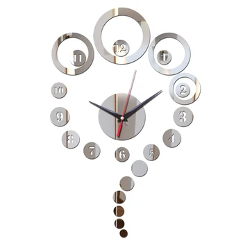 2017 directe de vânzare de moda Acrilica de perete de Cuarț ceas autocolante bolnav design modern, Camera de zi oglindă 3d ceasuri