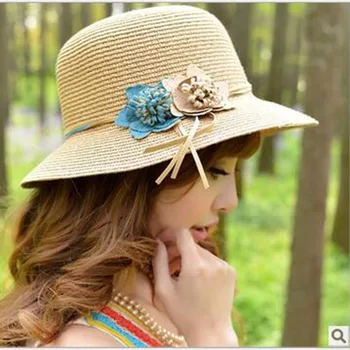 2017 Fete Noi Flori de Vară Pălărie de Paie Pălărie Panama Femei Plajă Capac