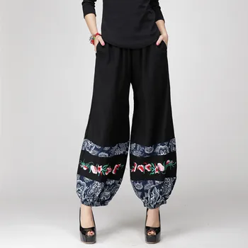 2017 Largi Picior Pantaloni Casual de Vara Pantaloni de Moda pentru Femei Etnice Pantaloni Femei Calca Feminina Brand Doamne Elegante Haine