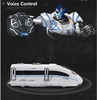 2017 tren de mare viteză TT673 2.4 G voice control de la distanță o cheie de deformare RC robot și de tren cu vocea LED copii jucărie RC