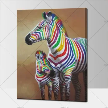 2017 vânzare pictat manual modern zebra familie Pictura in Ulei pe Panza Abstract imagine Animal Arta de Perete pentru Decor Acasă cadou