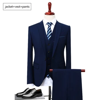 2018 Bărbați gri Albastru Costum de Afaceri Plus Dimensiune S-5XL Brand de Moda Formale Bal de Nunta pentru Barbati Costum Tuxedo