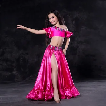 2018 Copii Dans Oriental de Performanță Costum Belly Dance Costum 2 buc Sutien Bluza&Fusta se Potrivesc Copiilor înălțimea de 100-155 CM