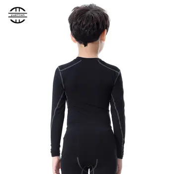 2018 Copil Sport Camasa cu Maneci Lungi T - Shirt Negru Sală de Fitness, Strat de Bază Topuri Copii, Sală de Yoga, care Rulează Compresie tricou Copii