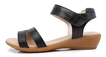 2018 Din Piele Pentru Femei Balerini Sandale Plus Dimensiune 34-40 Noua Moda Casual Solid Femeie Pantofi Bej V2862