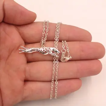2018 Greyhound Teddy Colier Câine Animal Pandantiv Argint Placat Cu Aur De Bijuterii Pentru Femei Barbati Femei Fete Doamne Copii Băieți N133
