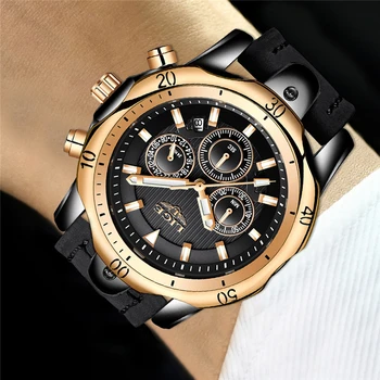 2018 LIGE Mens Ceasuri de Top de Brand de ceasuri de Lux Bărbați Militară din Piele Ceas Impermeabil Sporturi Ceas Cronograf Relogio Masculino