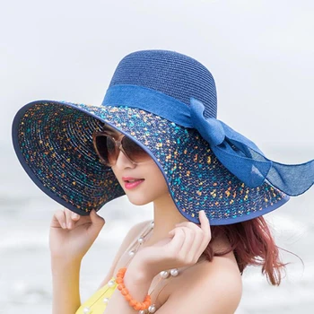 2018 Moda Bowkno Epocă Doamna cu Pălărie de Vară Largă de-a Lungul Arc Visor Soare pe Plaja Pălărie de Paie Mujer Capac Bomboane Colorate, Pălării de Soare pentru Femei