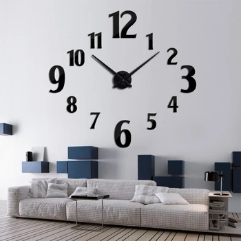 2018 nou 3d diy ceas de perete, administrat de o oglindă Autocolante Acasă Decorare Camera de zi acrilice Cuarț Ac ceasuri de perete cu design modern