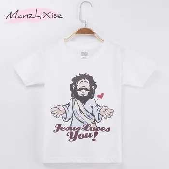 2018 Nou Bun pentru Copii T-shirt Isus Te Iubesc Bumbac Alb Copilului Tricouri Copii Băiat Scurt, Tricou Haine pentru Copii Fata Camisetas