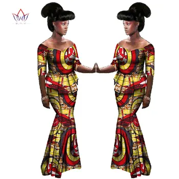 2018 Vara Africane tradiționale de Îmbrăcăminte jumătate maneca femei africane haine Dashiki set de două piese natural Plus Dimensiune 6xl BRW WY588