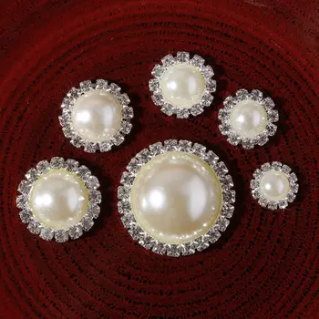 20buc/lot 6 Dimensiune Mini Manual de Metal Stras Pearl Button Clar Aliaj Artificial Cristale Flatback Bijuterii Dcorative Butoane