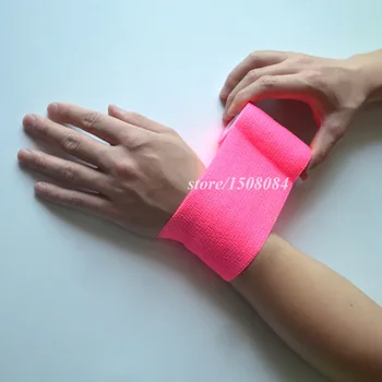 24buc/Lot 7,5 cm x 4,5 m Auto-Adeziv elastic de Coeziune Fluorecent Nețesute Bandaj folie banda protecția sport de culoare roz