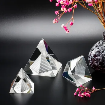 3 mărime din Egipt, Egiptean Crystal Pyramid Ornament în CUTIE Cadou de Energie de Vindecare FengShui Decor Acasă cu Crystal Gratuit Servetele