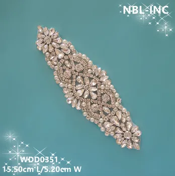 (30BUC) en-Gros de mireasa cu margele de cusut de cristal de argint stras aplicatiile de fier pentru rochii de mireasa cercevea WDD0351
