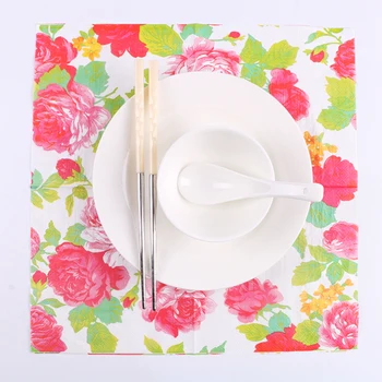 33*33cm 20buc/pachet epocă masă șervețele de hârtie țesut alb-roz floare de bujor tipărite decoupage nunta petrecere cocktail decor acasă