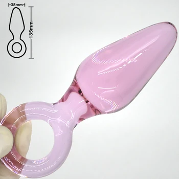 38mm Roz sticlă pyrex butt plug șirag de mărgele de cristal analsex penis artificial sex masculin penisului de sex feminin se masturbeaza jucărie sexuală de adult pentru femei, bărbați gay