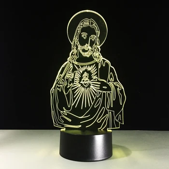 3D LED Viziunea lui Isus Hristos Lampa de Dormit pentru Copii Noptieră Iluminat Culori Schimbă Lumina de Noapte Cadou de Crăciun Decor Luminaria