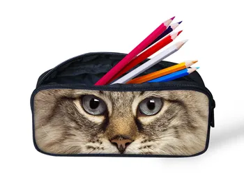 3D Zoo Animal Nebun Cal de Imprimare Femei Pungi Pisica Drăguț Caz Creion Băieți Fete Sac de Cosmetice Copii Pen Husă Școala de Papetarie
