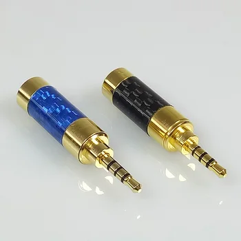 3Pcs Audio Placat cu Aur conector cablu Jack 2.5 mm, 4 Poli Stereo Plug de sex Masculin Fibra de Carbon Adaptor de Lipire Conector potrivit pentru cablu 6mm