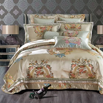 4/6/10Pieces King Queen-size de Lux Nunta Regală Seturi de lenjerie de Pat din Satin de Bumbac Moale Matasoasa Lenjerie de pat Cuvertura de pat duvet Cover set