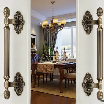 420mm epocă de mare poarta /usa mânere de bronz ușă de sticlă, mânere de alamă antic lemn usa trage Europa stil de mânere pentru uși accesorii