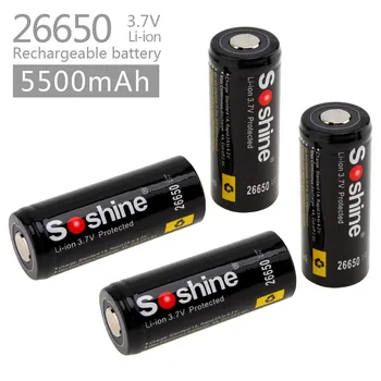 4buc Soshine 3.7 V 5500mAh de Mare Capacitate 26650 Li-ion Baterie Reîncărcabilă cu Protected PCB pentru Lanterne LED-uri Faruri