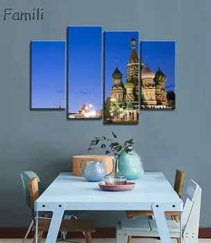 4Pieces/set Rusia Peisaj Oraș Tablouri de Arta de Perete Decor Acasă Neînrămate Panza Pictura in Ulei Pentru Camera de zi,pictura pe perete