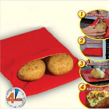 5 Buc/Lot Cuptor cu Microunde Roșu la Cuptor Cartofi Sac Pentru rapid Rapid( cook 8 cartofi de la o dată ), În Doar 4 Minute Spălat niște Saci de Cartofi