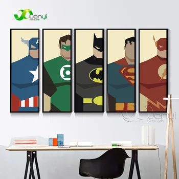 5 Panoul De Picturi Moderne Super-Eroi De Perete Tablou Canvas Printuri Decor De Perete De Arta Pentru Copii, Cameră De Super-Erou Batman Pictura Neînrămate