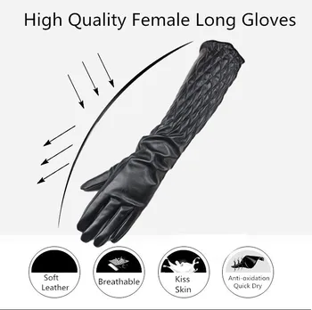 50CM Lungime Sexy Femei Manusi Lungi din Piele Mănuși de Iarna Full Finger Glove pentru Femei pentru Petrecere de Dans Negru Cald Mâneci 2017