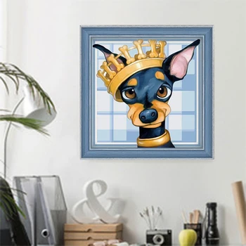 5d diy Diamant Picturi Desene animate Coroana Câine Broderie Mozaic de Diamante Rășină Inserați codul cruciulițe Magazin de Arta de Perete Acasă Decorare