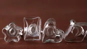 5sets Cubi flacon de Sticlă pandantiv balon de sticlă alb-k inel de metal DIY pahar de lichid flacon inele